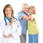 5830239 - smiling medical doctor with stethoscope and elderly couple